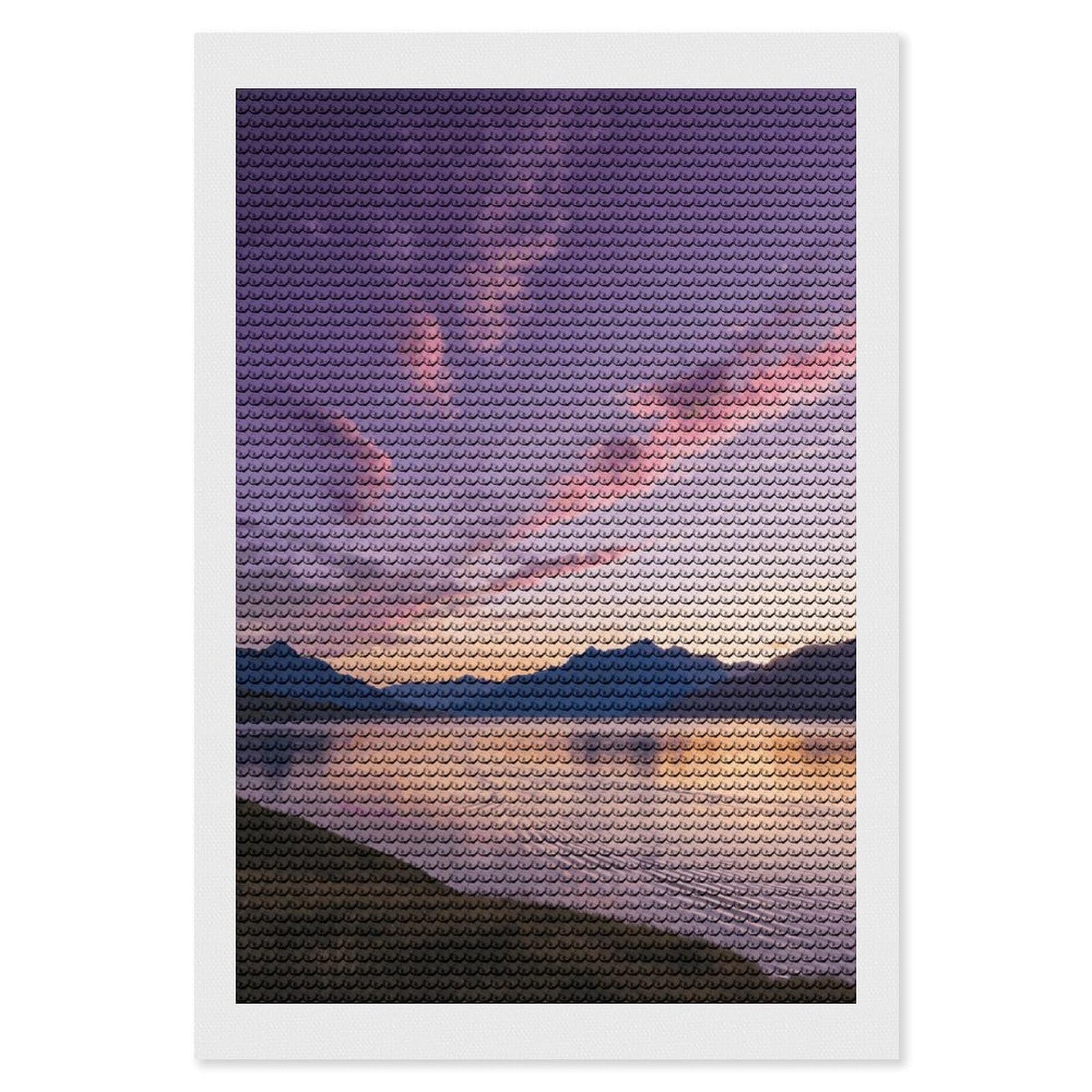 FekiLoot Violet Dusk Paint by Numbers Kit for Adults Beginner DIY Diamond Dots Paintings Round Full Drill Diamond Art Kits Picture Diamond Art Painting Kits for Home Decor 8"x12"