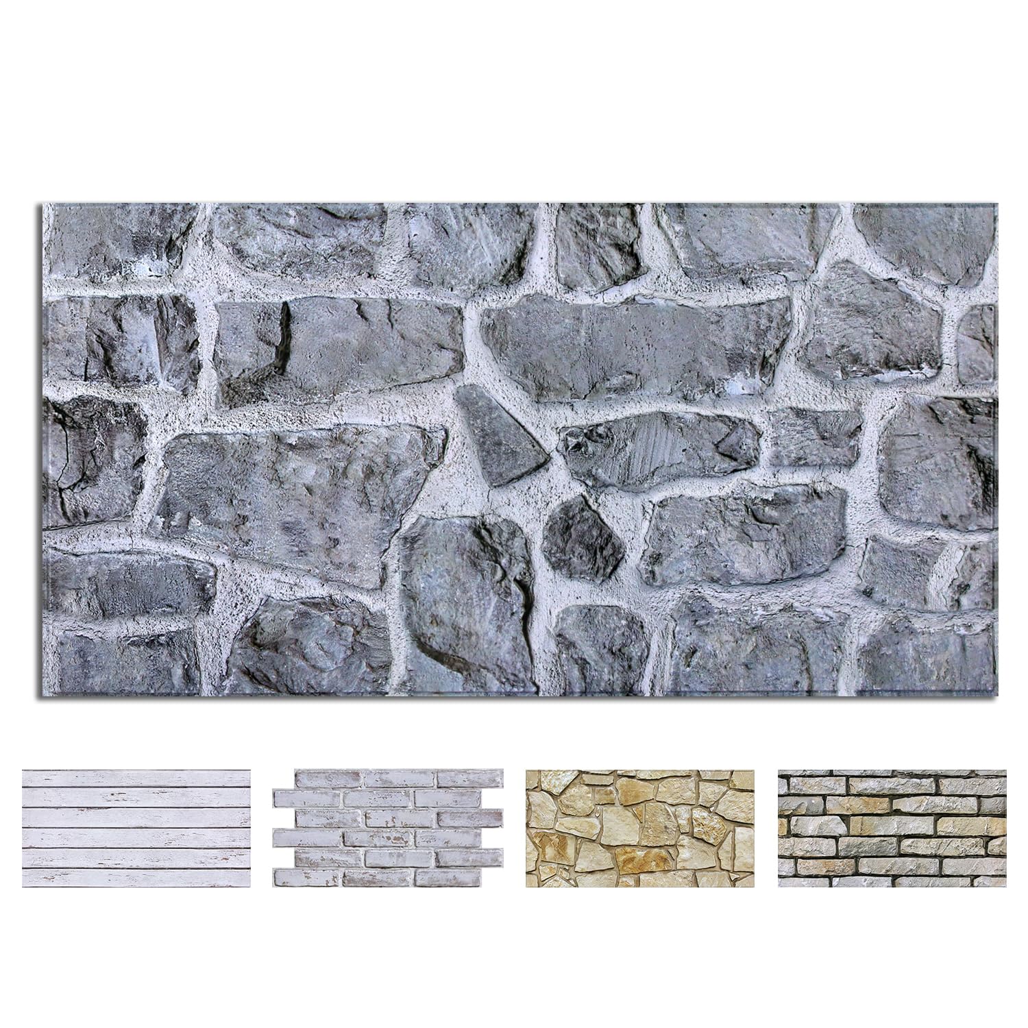 COMSTICKC Panneaux Muraux 3D Adhesif Pierre, Gris, 12 Pièces, Dalle PVC Adhesive Murale, Papier Peint 3D, Revêtement Mural 3D, 58 x 30 CM, Pour Salon, Chambre, Cuisine et Décoration Intérieure