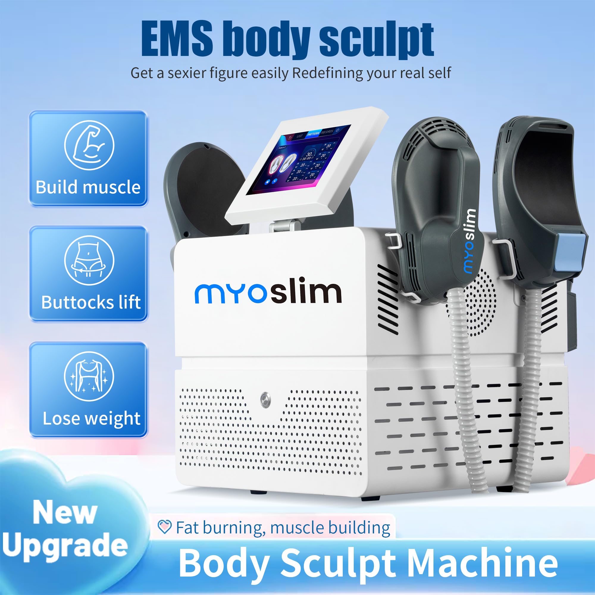 Myoslim Nova EMS Machine Electromagnetic Muscle Stimulation with Optional Pelvic EMS Pads, Body Slimming & Sculpt