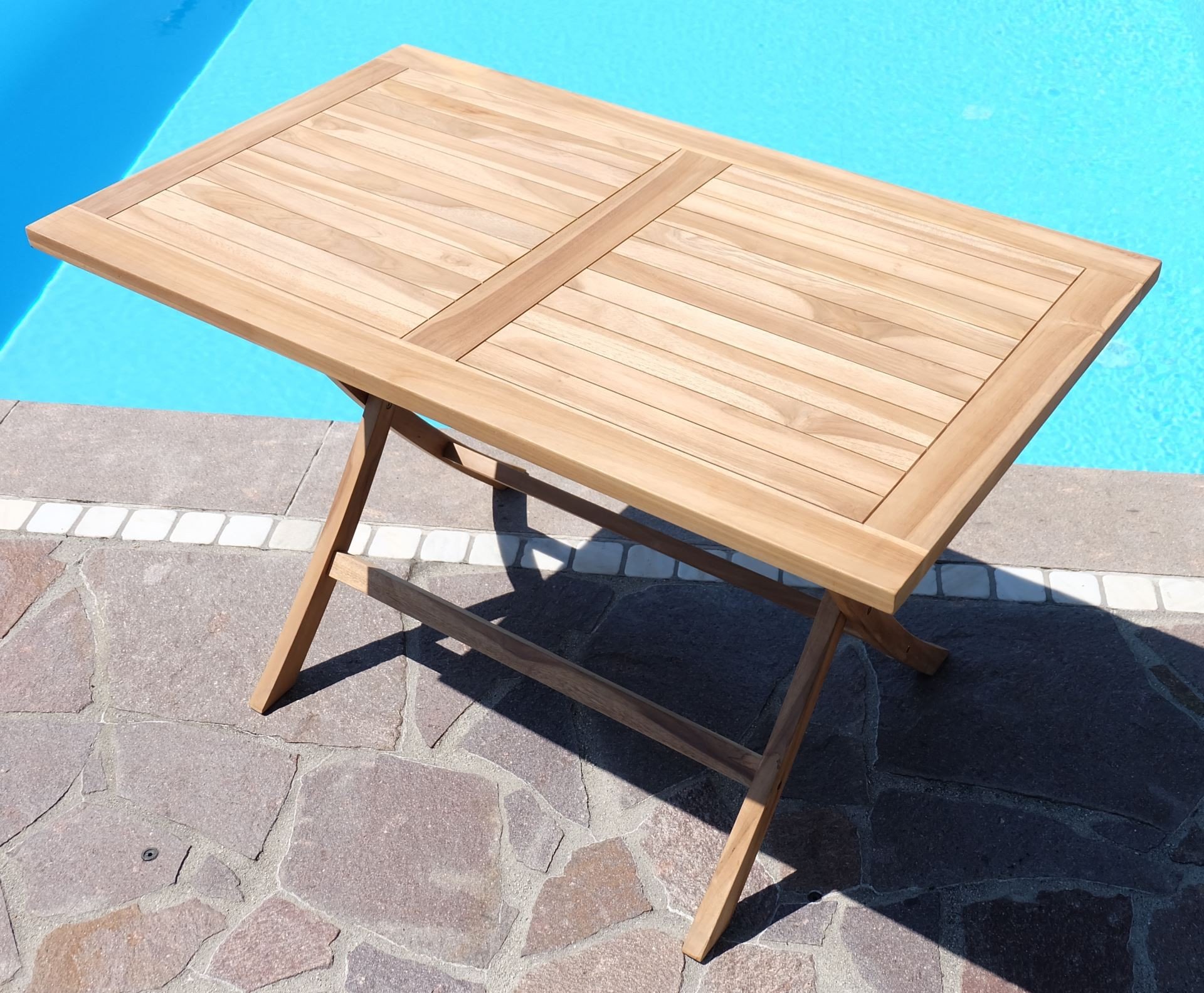 ASS ECHT Teak Holz Teaktisch Klapptisch Holztisch Gartentisch Garten Tisch in verschiedenen Größen zum Klappen von Größe:120x70cm