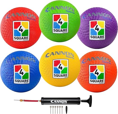 Cannon Sports 4 bolas cuadradas para niños de 8.5 pulgadas, para kickball, balonmano y balón de dodgeball