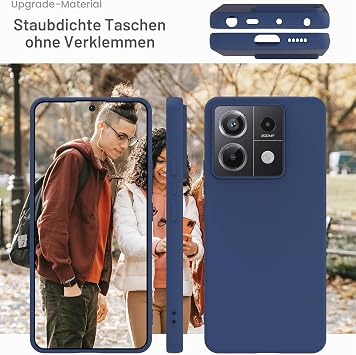 YATWIN Case for Redmi Note 13 Pro 5G Silicone Mobile Phone Case with Lining 1 mm Camera and Screen Protector Thin and Lightweight Anti-Scratch Case Blue