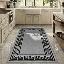 PHP Carpet Runners for Hallways Non-Slip Long & Wide Heavy-Duty Plain Super Absorbent Area Rugs, Stair Carpet and Kitchen Anti-slip Floor Mats - Greeky Rug (Silver & Black, 66 x 220 cm - XL Runner)