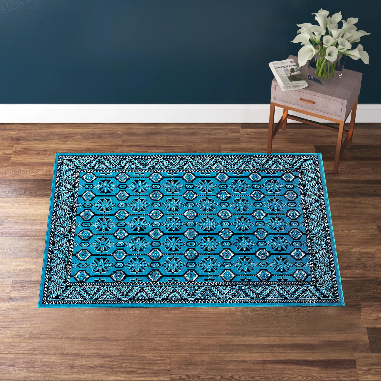cozily® Door Mats Indoor With Jute Back, Vintage Rug - Arta 80 x 150 cm Emerald - Washable Rugs For Kitchen, Corridor, Hallway Runner and Welcome Mat