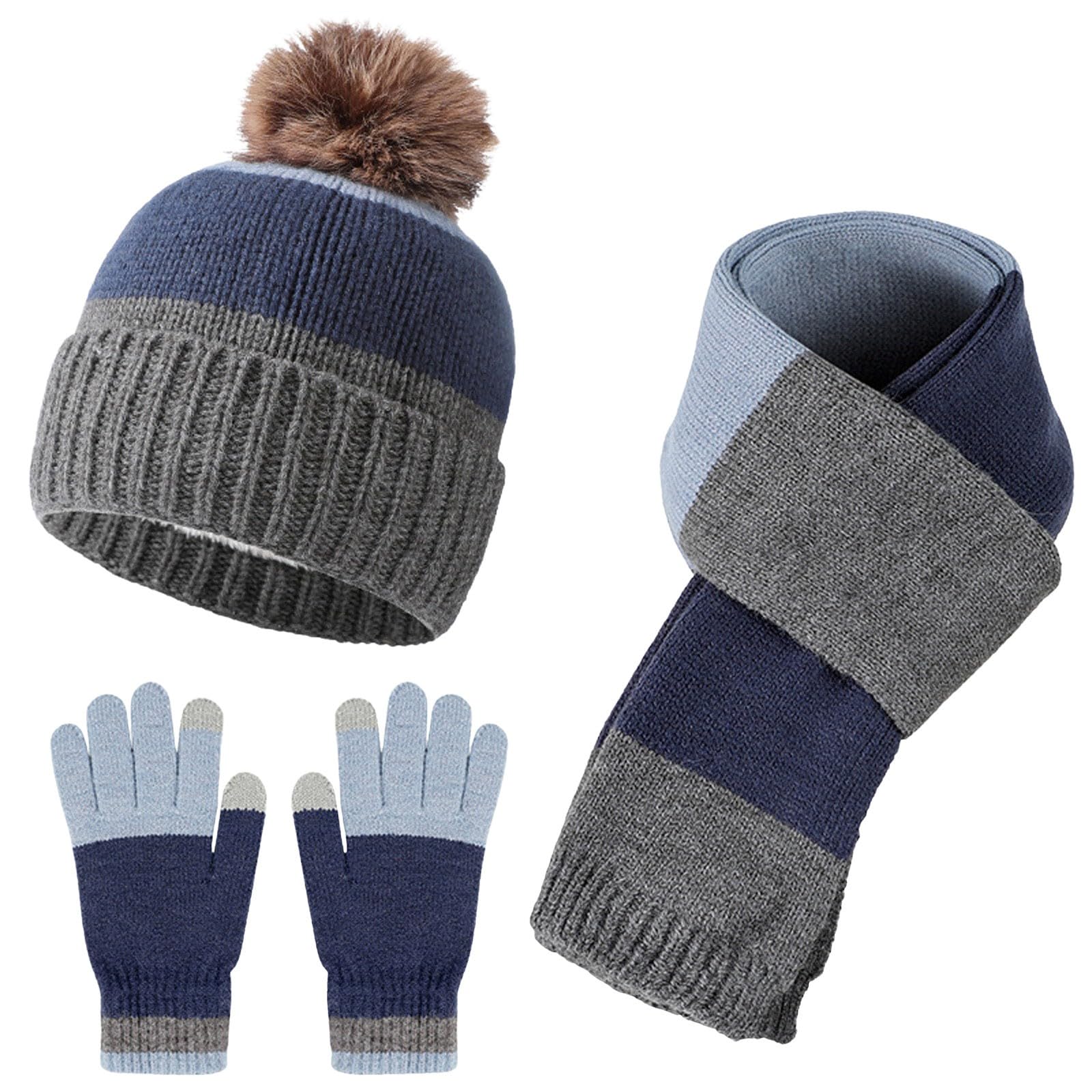 Ensemble bonnet écharpe gants garçon maille thermique - 8