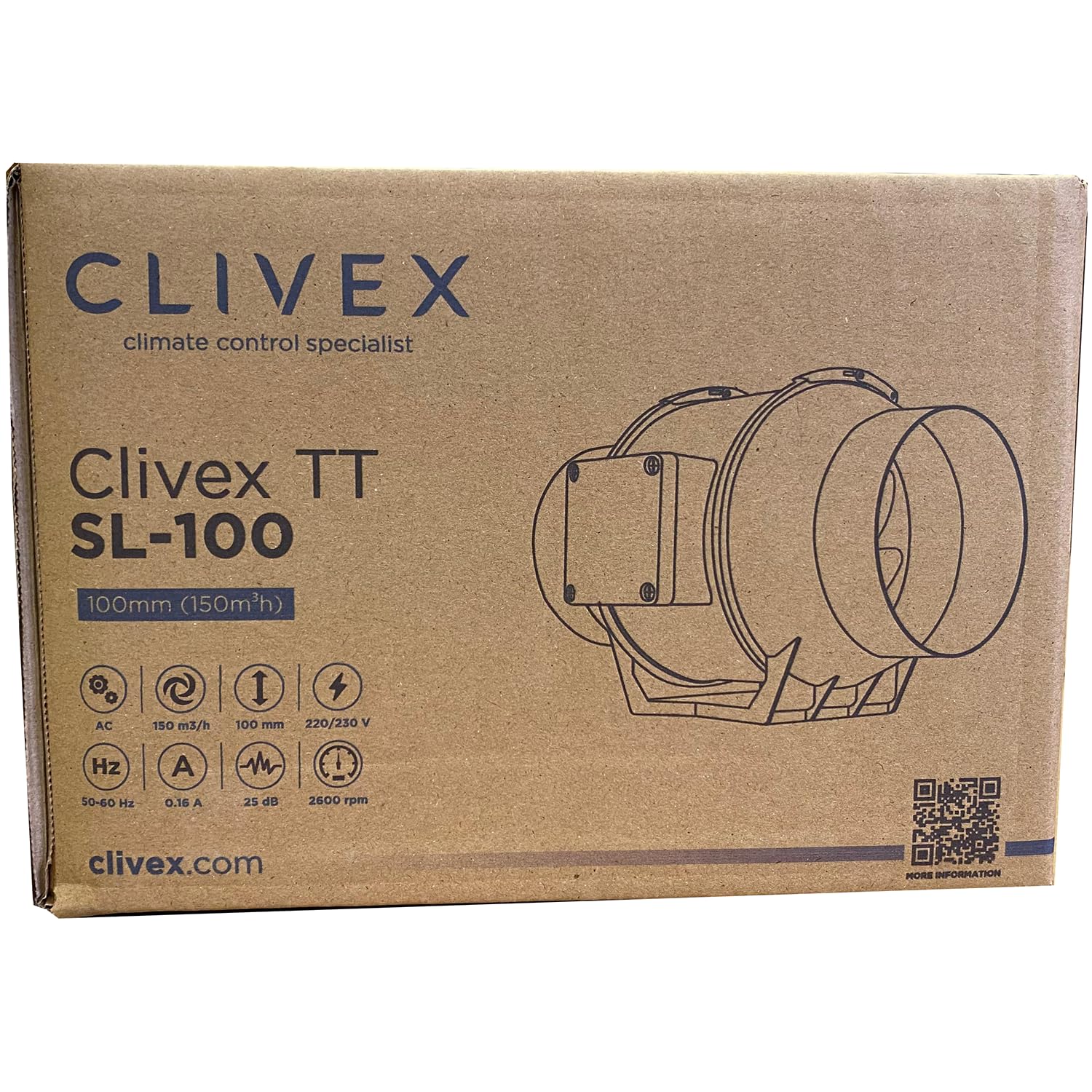 Clivex TT Extractor en línea en Diferentes tamaños. Motor eficiente (ø150mm (420m³h))