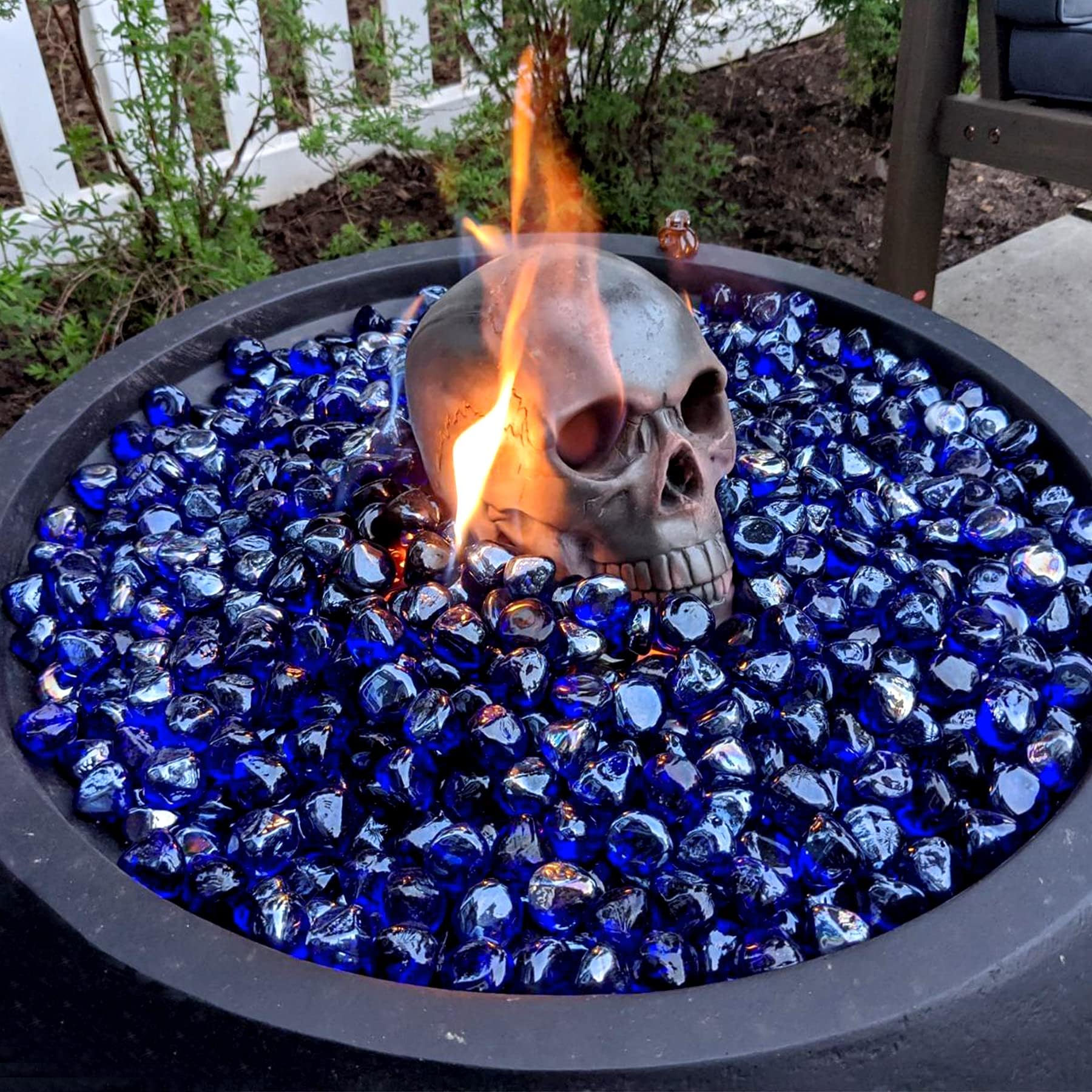 Celestial Fire Glass High Luster, 1/2 Reflective Tempered Fire Glass in Meridian Blue | 10 Pound Jar