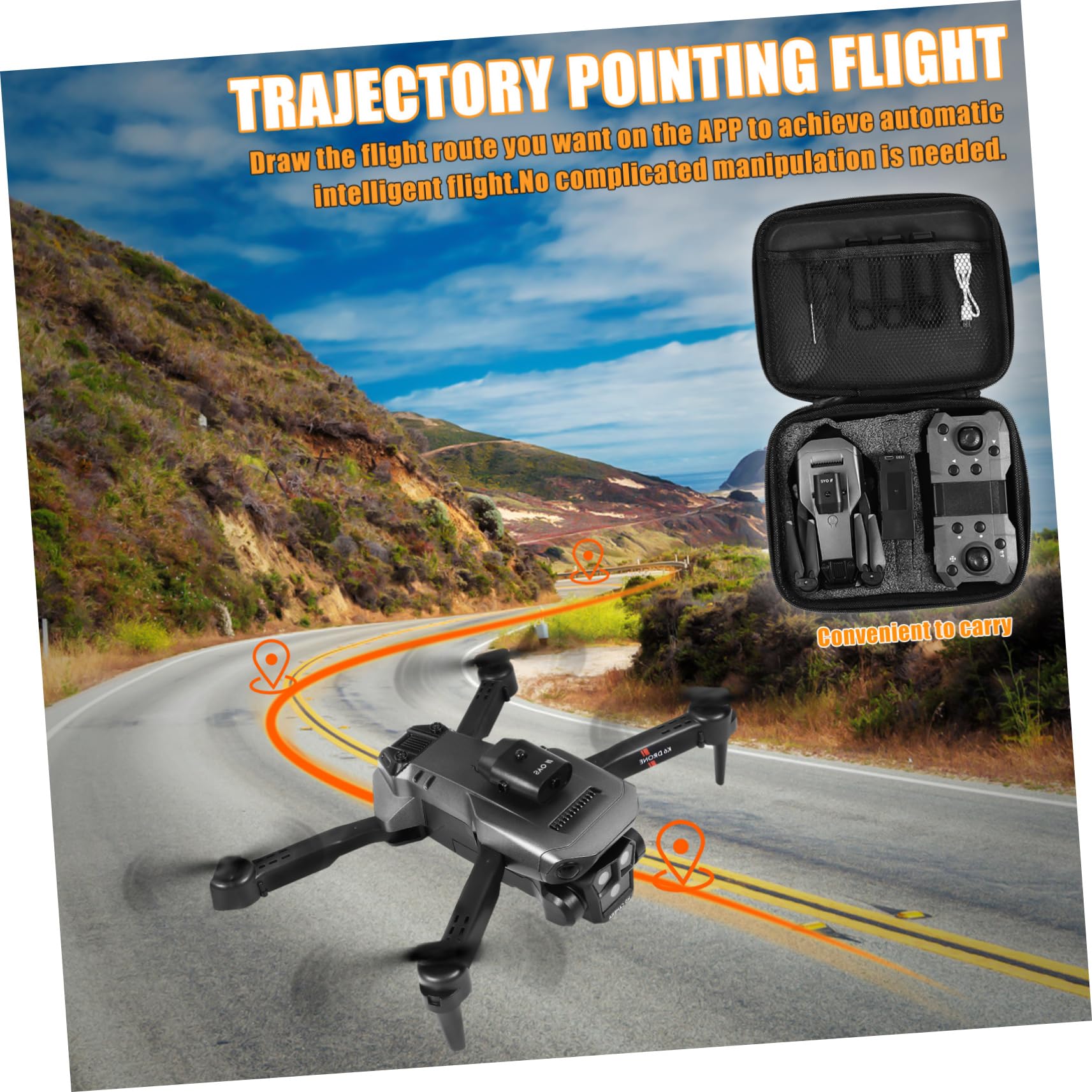 Dron Plegable con Cámara Triple HD y Lente Ajustable para Adultos