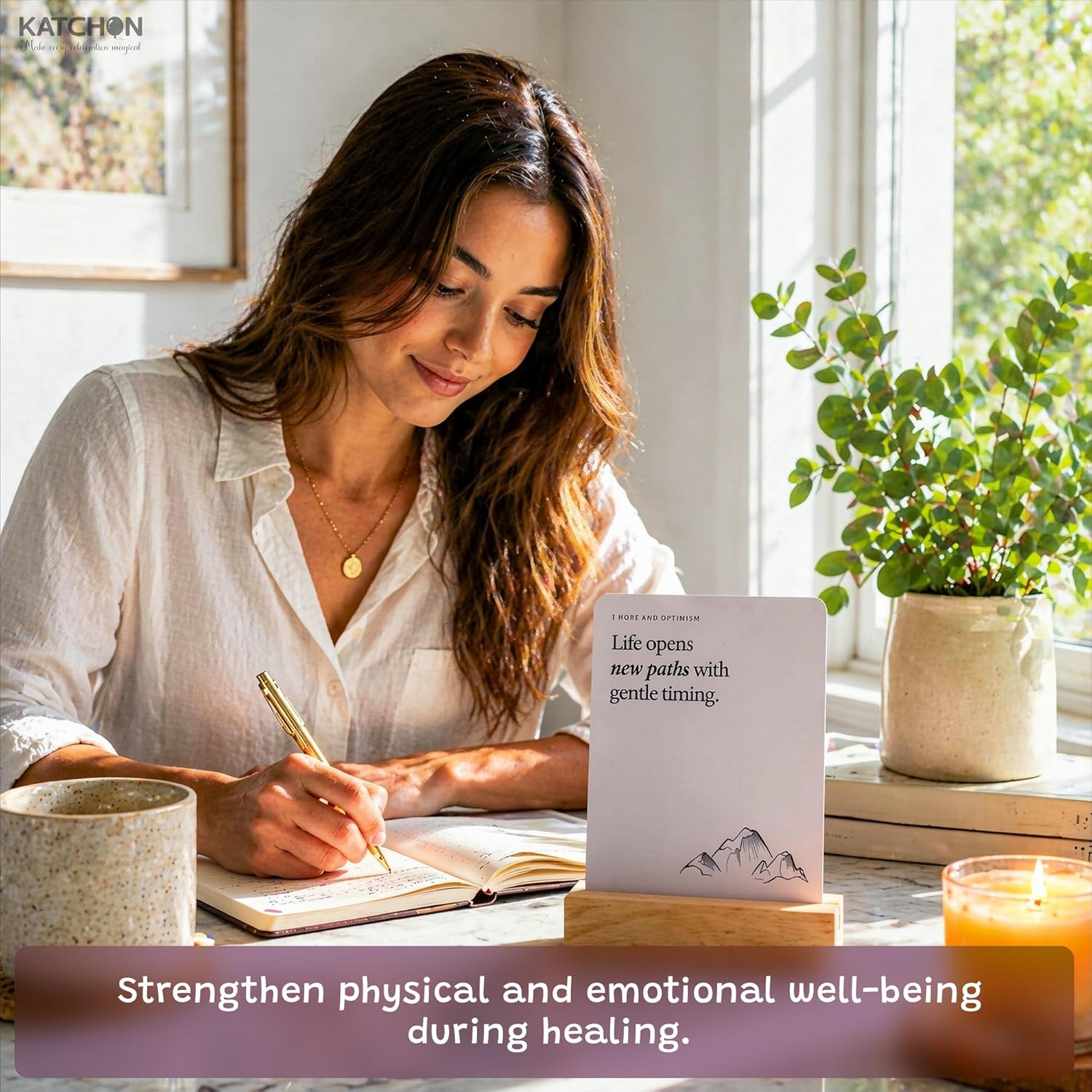 KatchOn, Intelligent Change Mindful Affirmations Cards, 52 Daily Affirmation Cards for Women with Display Stand | Positive Affirmations for Inspiration, Mindfulness & Self Care, Growth Gift Idea