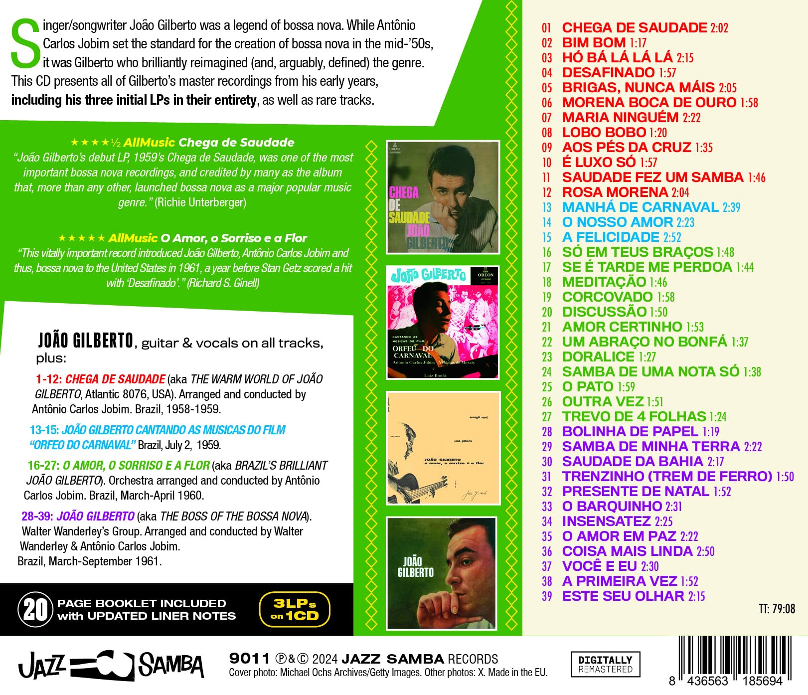 Joa£o Gilberto Chega de Saudade CD 9011 NEW