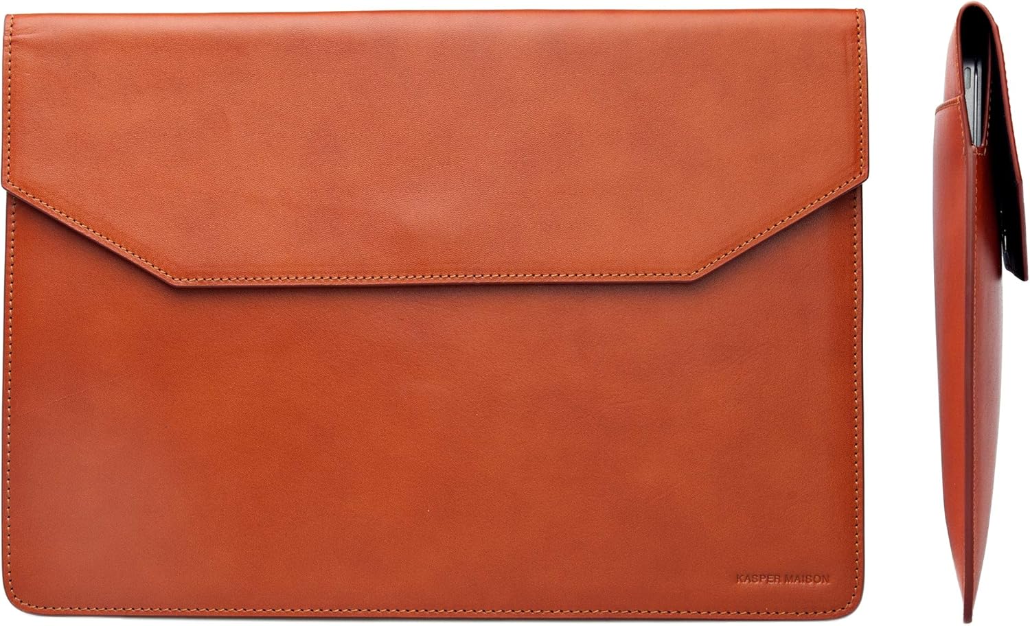 Promo Discount Up To 70% Off Kasper Maison Premium 14 inch Genuine Leather Laptop Sleeve Case - Compatible with 2021 MacBook Pro 14 Inch Sleeve, MacBook M1 Pro, MacBook M1 Max Sleeve, HP Envy x360 Sleeve - Tan