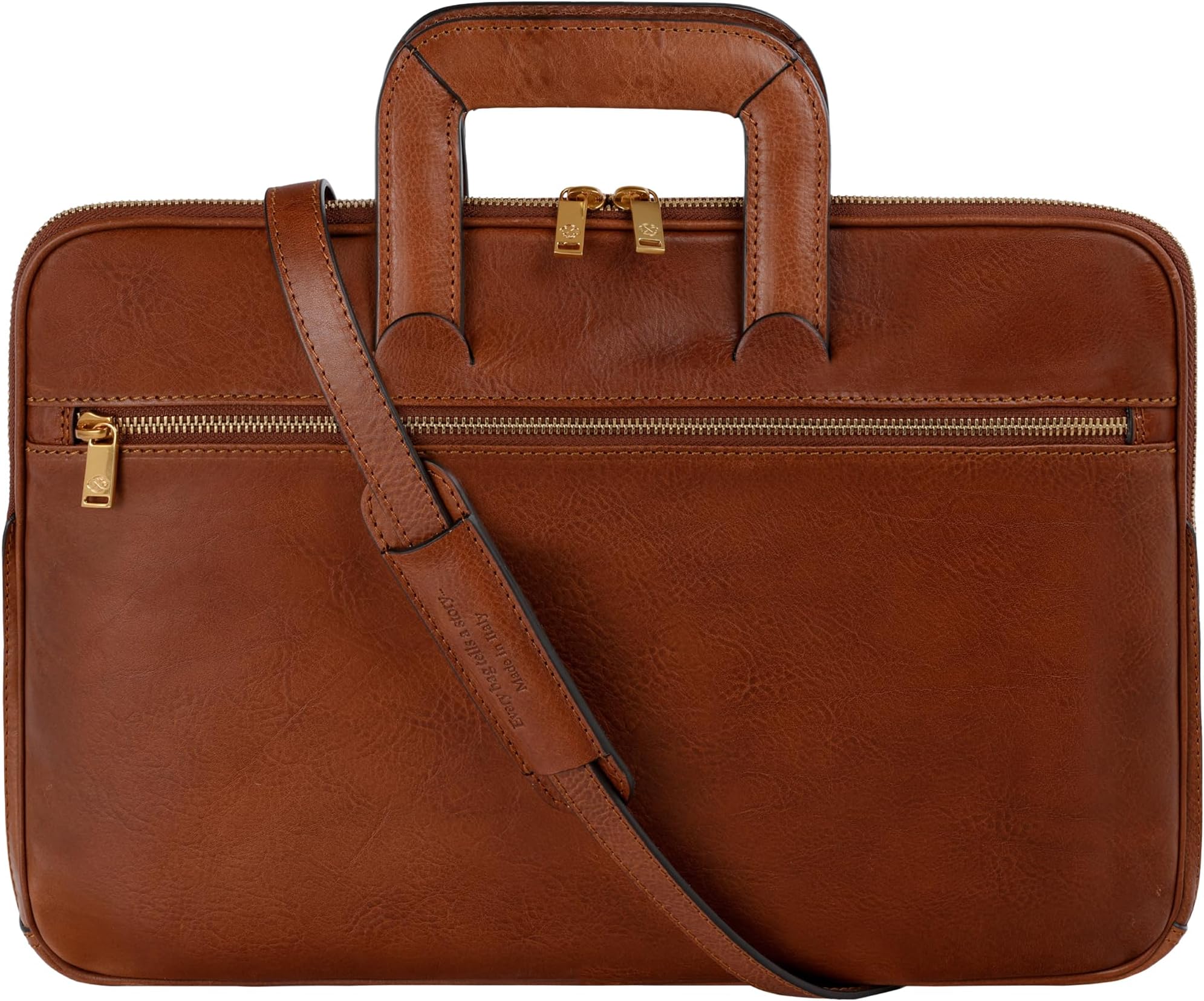Slim Leather Briefcase - Italian Handmade Leather Computer Bag - Briefcase for Men and Women - Laptop Bag