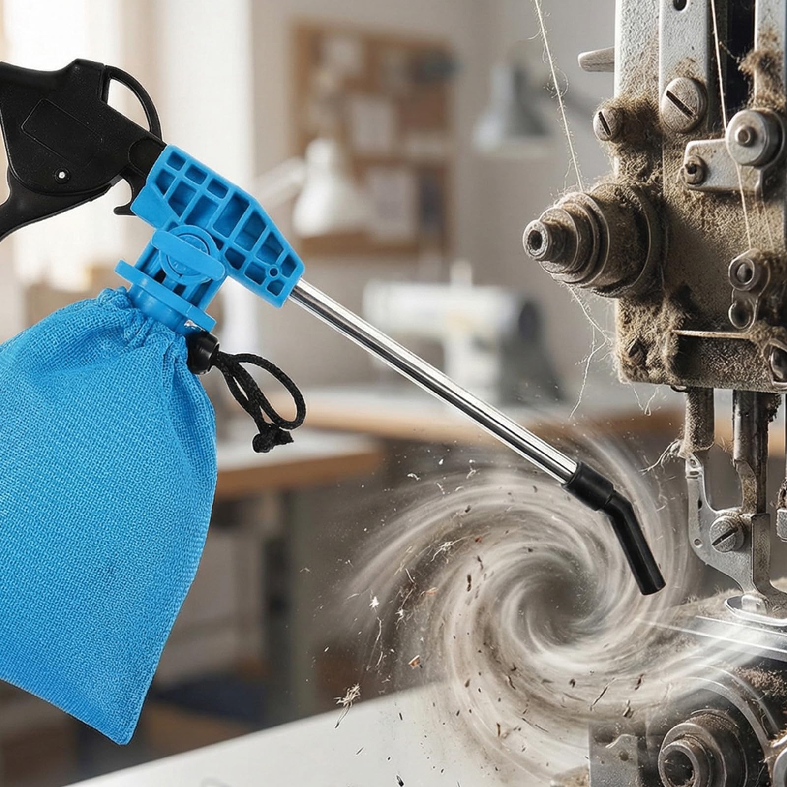 2 Unidades Soplador y Aspirador Industrial Portátil con Potente Succión para Motores de Coche y Máquinas de Coser, Incluye Bolsa de Colección y Boquilla de Extensión