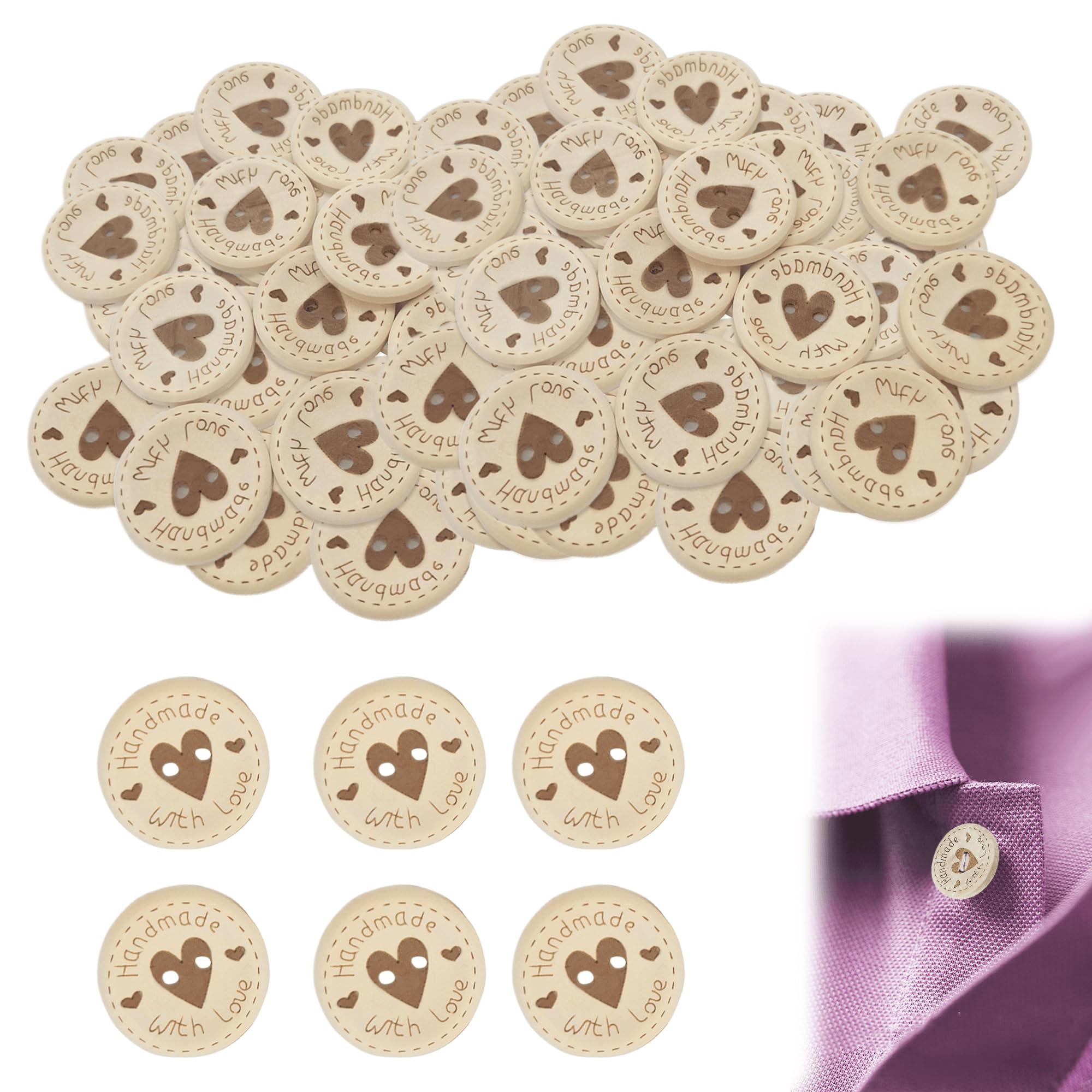 50PCS Wooden Buttons - 25mm Handmade Round Buttons for Sewing Baby Cardigans, Knitting, Crafting, Stocking, DIY Gifts & Decor