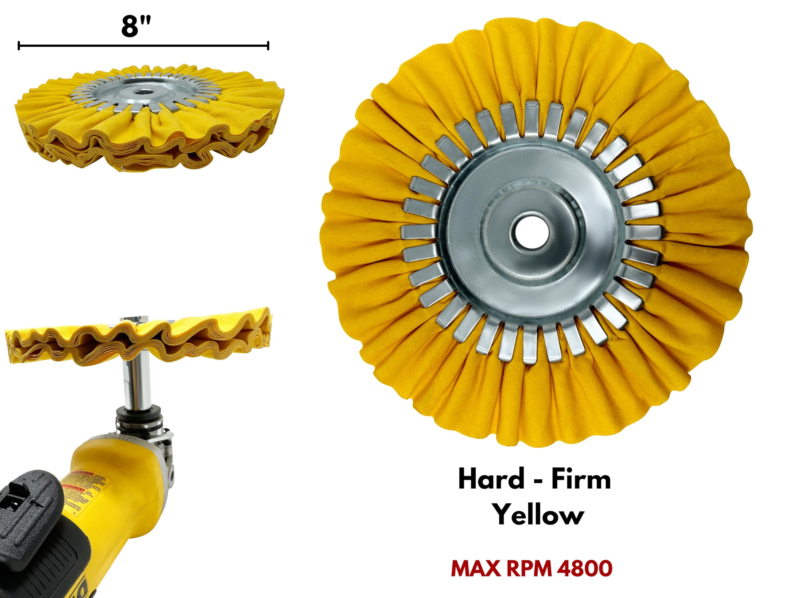 LINE10 Tools 20,3 cm Airway Polierscheiben-Set mit dreistufiger Verbindung und Winkelschleifer-Puffer-Verlängerungsadapter zum Polieren von Hartmetallen