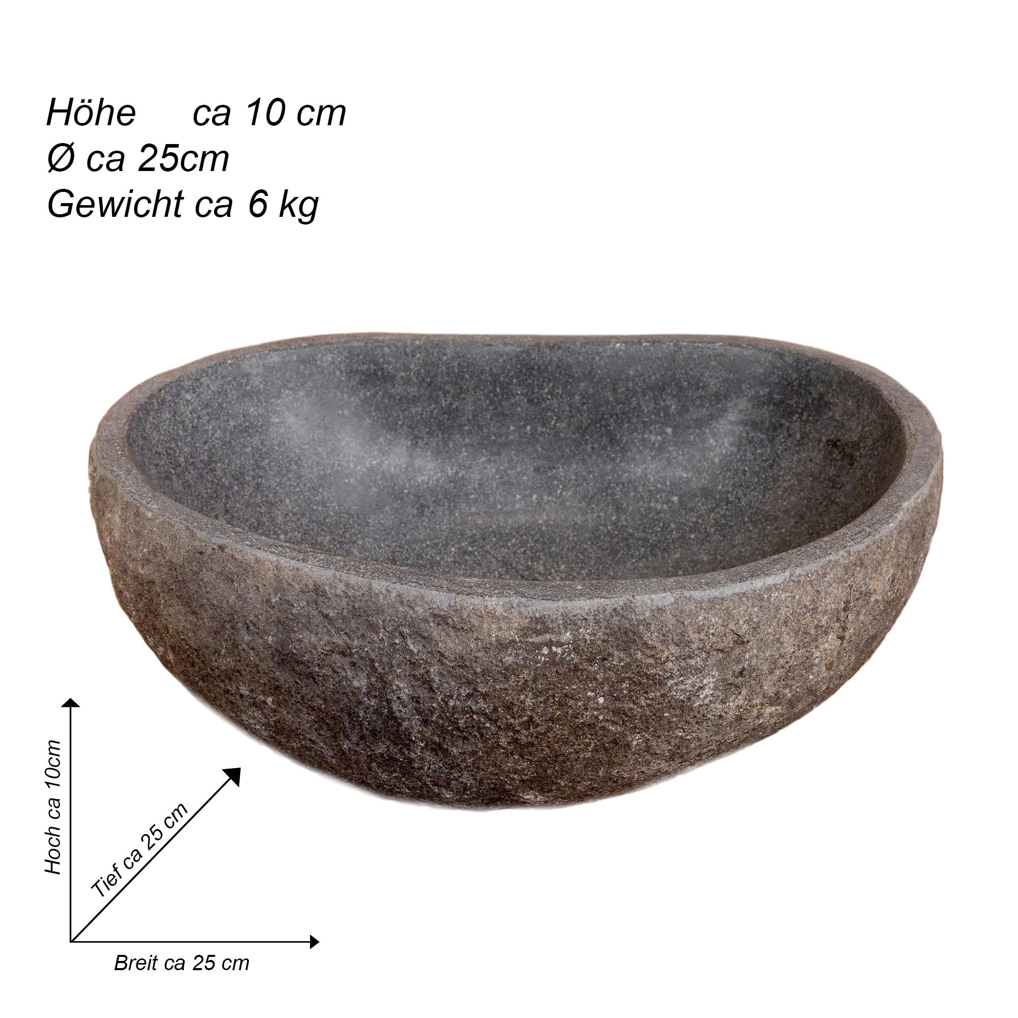 ART-CRAFT Steintrog Abreuvoir pour oiseaux, chiens et chats, en pierre naturelle, fait à la main, diamètre d'environ 25 cm, résistant au gel et aux intempéries, pièce unique, 7 à 9 kg