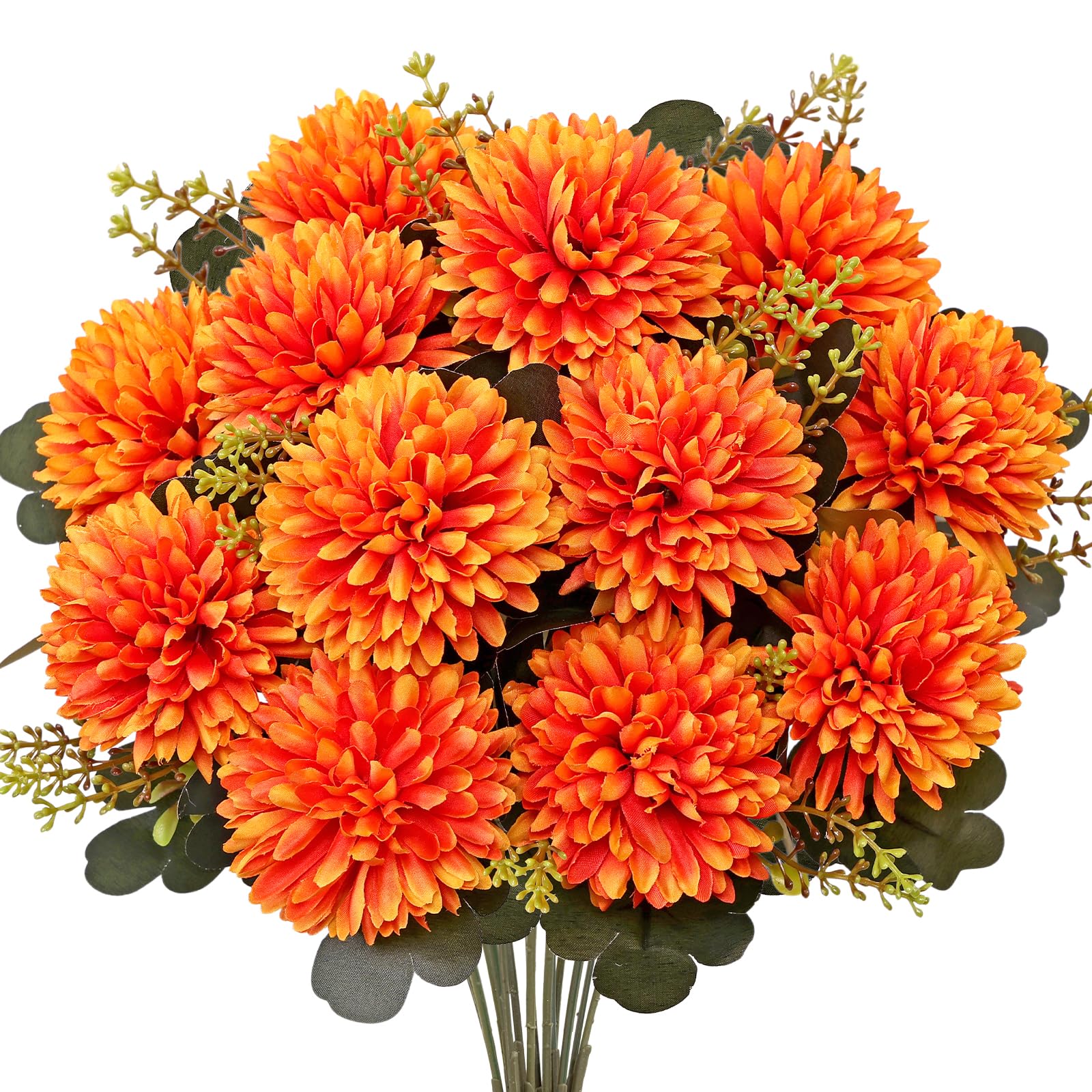 UXORSN 2 Bunches Autumn Artificial Flowers Fake Mums Silk Chrysanthemums โ image 1