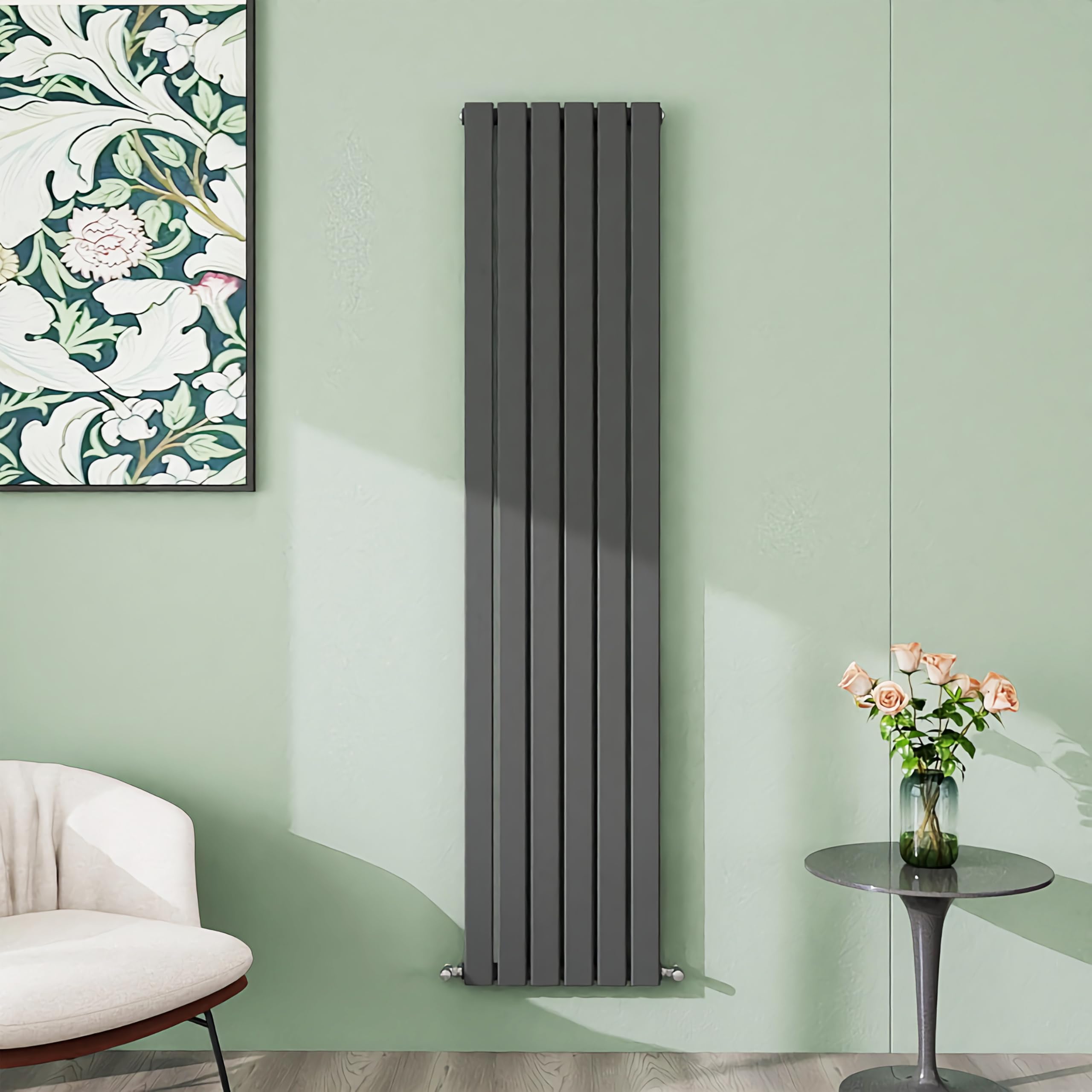 Simple Bathroom 1800×408mm Anthracite Vertical Designer Radiator Single Panel Modern Central Heating Flat Panel Radiators