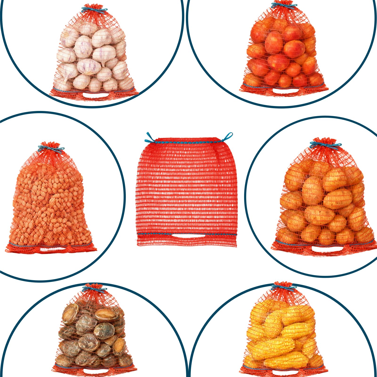 Sacs Raschel 30x50 cm 10 kg avec cordon pour pommes de terre, oignons, légumes, noix et fruits