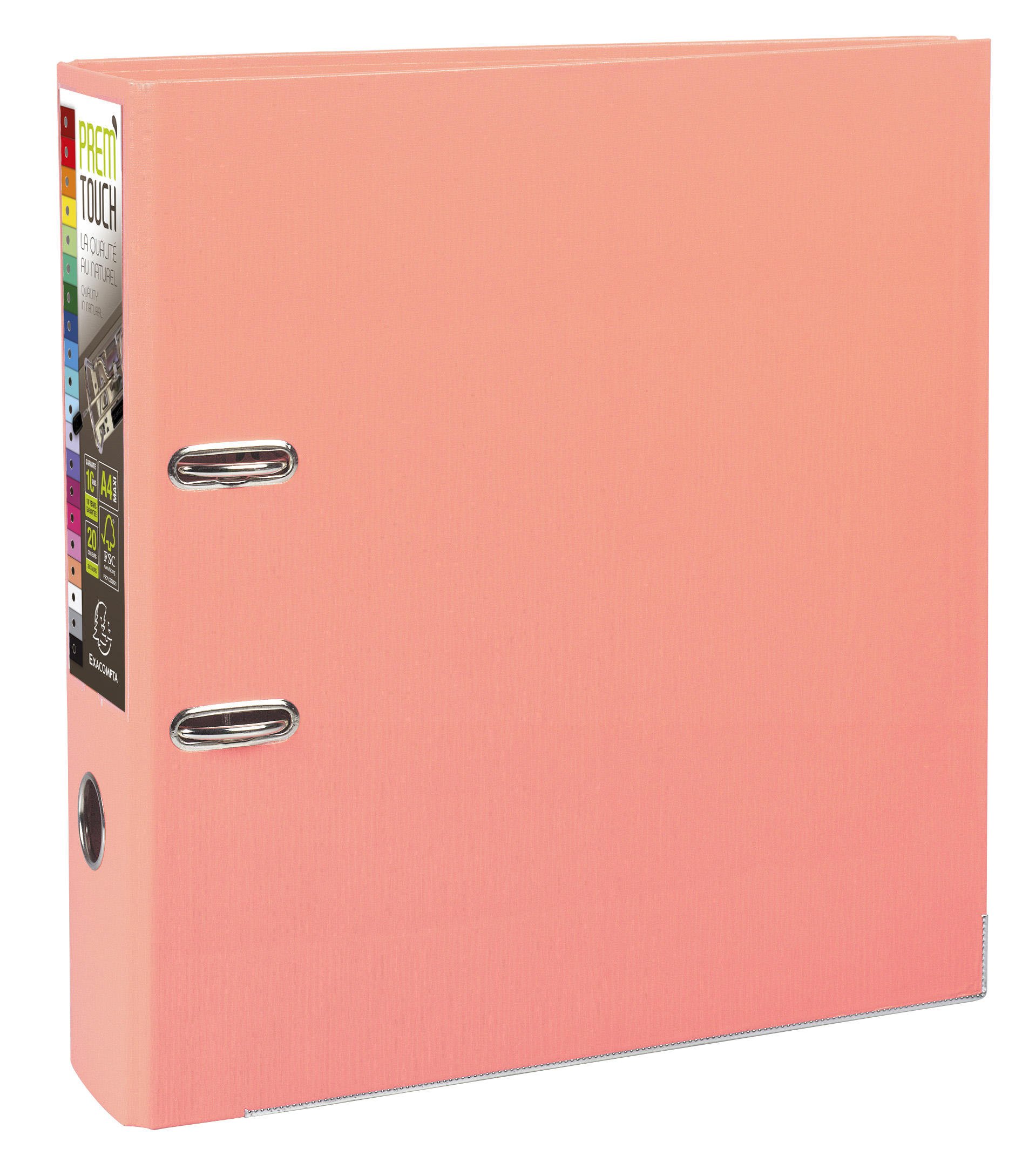 Exacompta Prem'Touch PP Lever Arch File, A4 maxi, 80 mm spine - Salmon