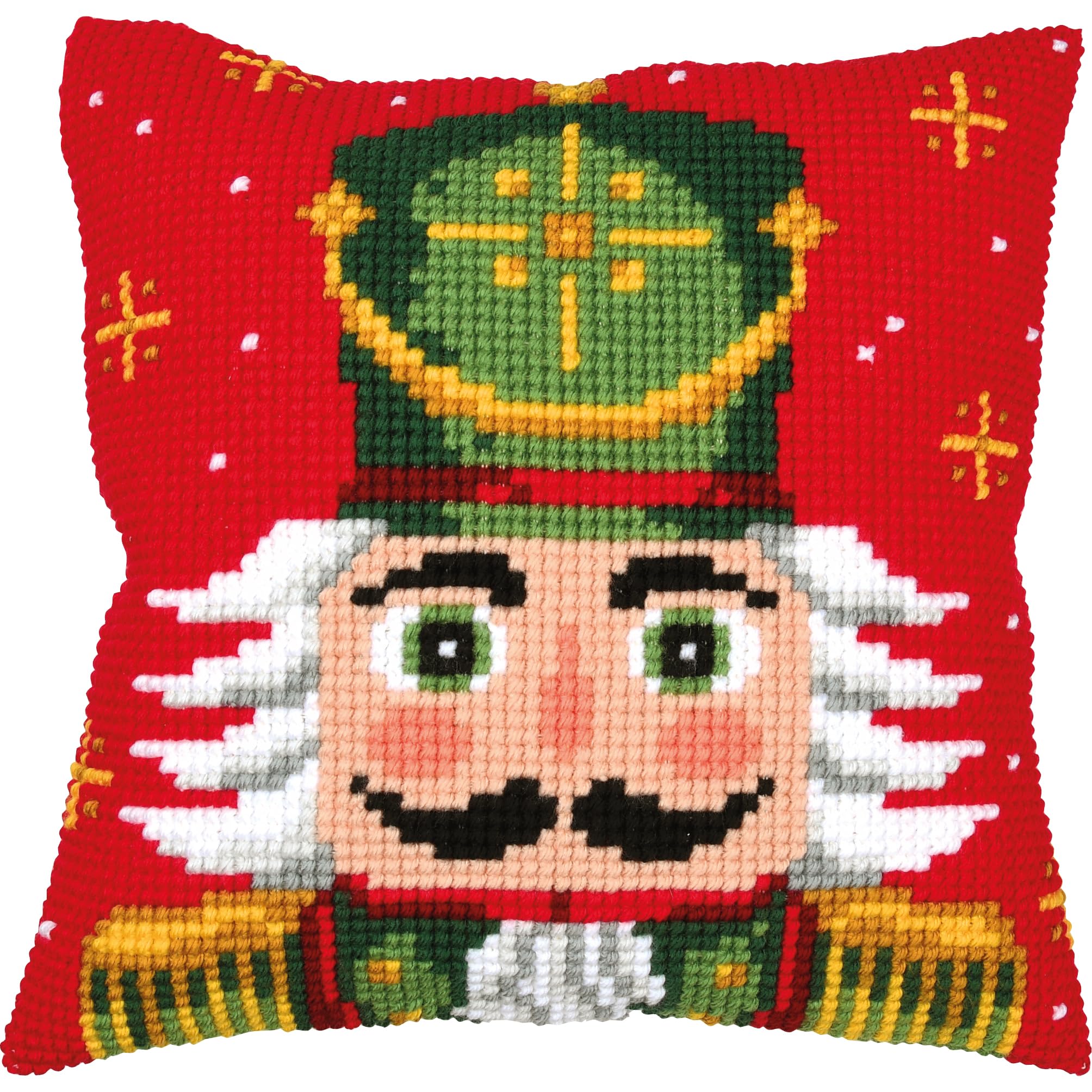 VERVACO Cross Stitch Embroidery Kits Cushion Embroidery Set Beginners Pre-Printed Nutcracker DIY Set Creative Set for Adults Decorative Cushion 40 x 40 cm Craft Set Craftsman Home Decoration