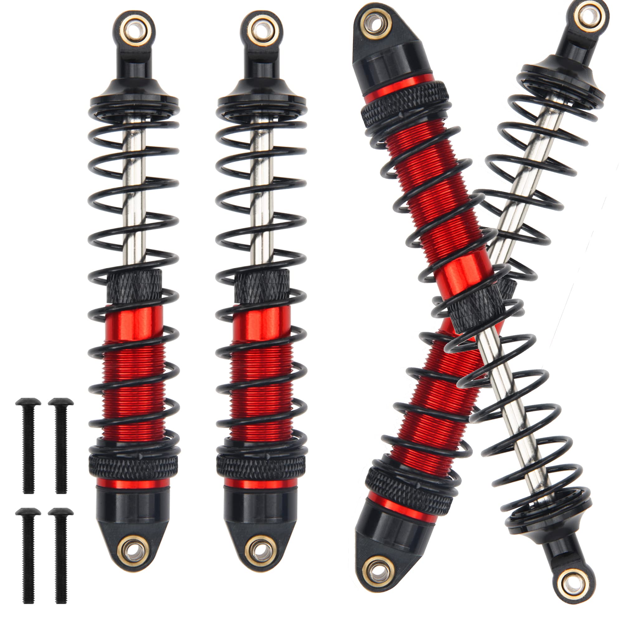 Vgoohobby 4Pcs RC Front Rear Shocks Absorber Damper Compatible with 1/10 Arrma Bigrock 4X4 Senton Granite Vorteks Typhon 3s Blx 4X4 RC Truck Hops Up Parts,Replace AR330550 AR330551 (Red)