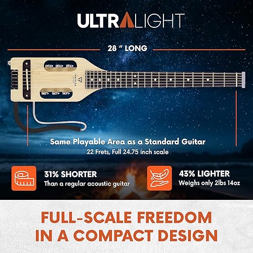 Miniatura 2 de Traveler Guitar Paquete de arce acústico ultraligero  Guitarra acústica de viaje, correa de guitarra acústica, cejilla de guitarra, amplificador de