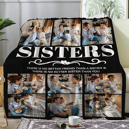 Miniatura 3 de Magimagine Manta personalizada, regalos de cumpleaños para hermanas de hermanas, mantas personalizadas con fotos, regalos de cumpleaños para
