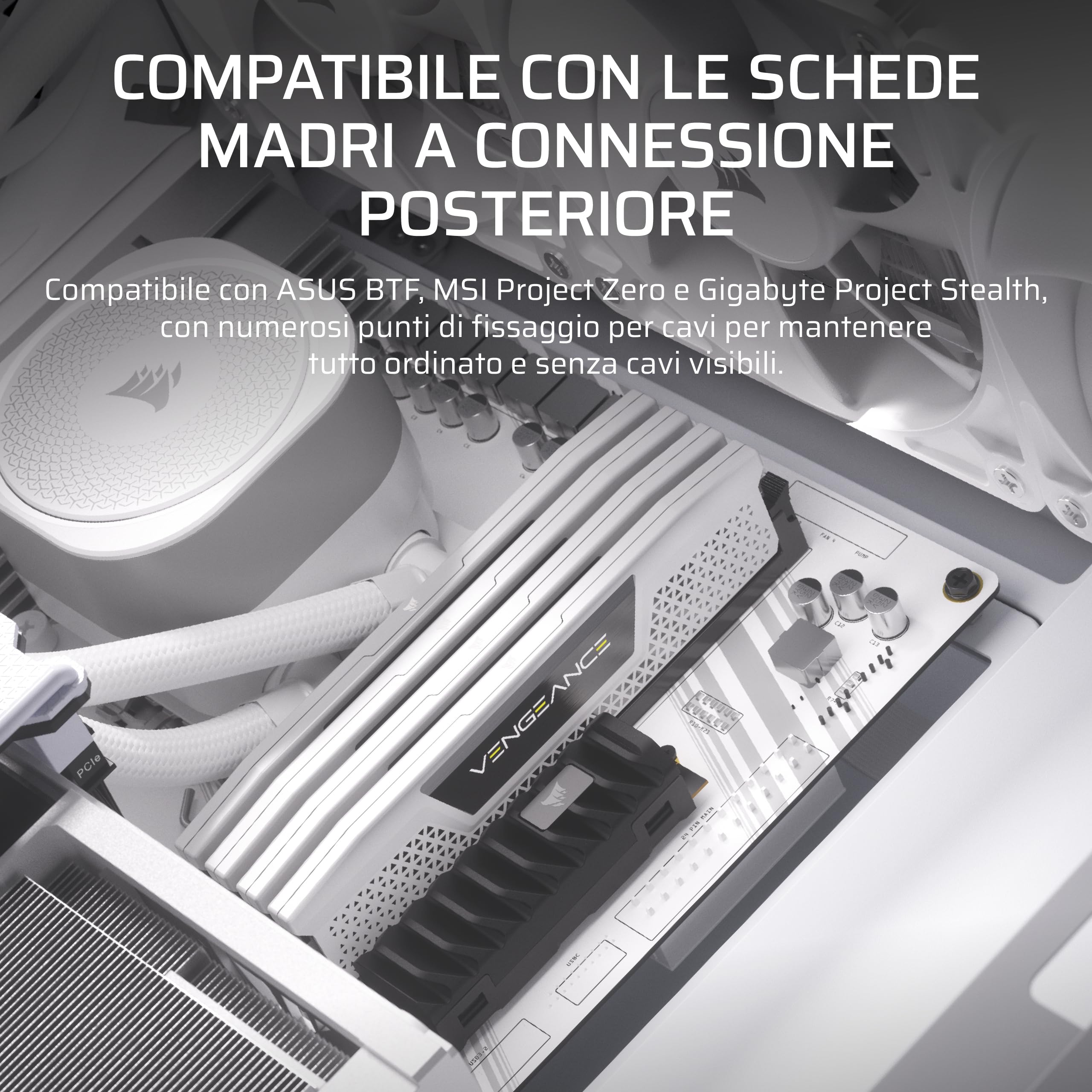 CORSAIR FRAME 4000D WOOD RS Case PC Mid Tower – Bianco e Rovere | Pannello Frontale Legno, 4 Ventole PWM RS120 Incluse, Compatibile Con Scheda Madre Rovesciata, Stabilizzazione Anti-Cedimento