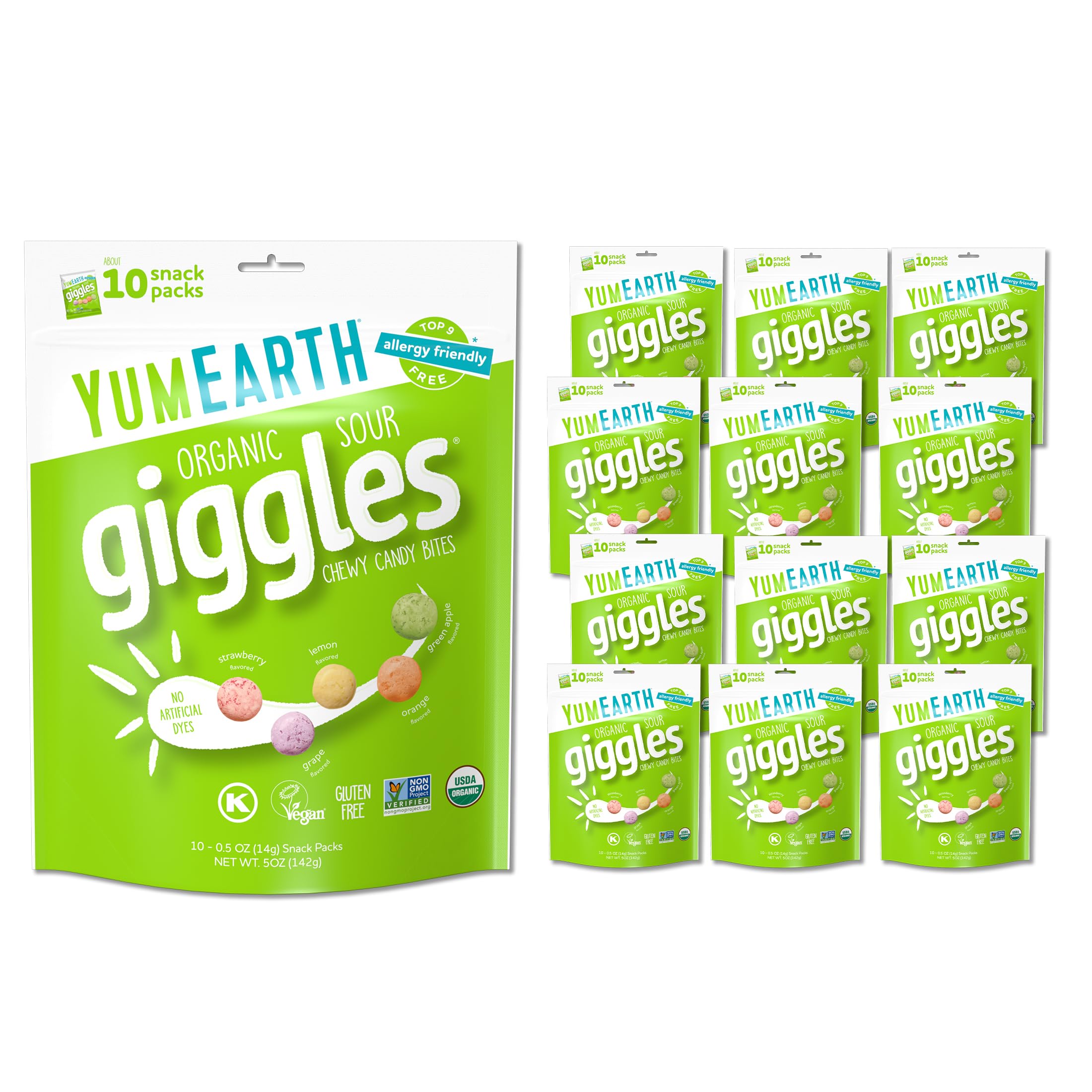 Amazon.com: YumEarth Organic Sour Giggles Chewy Candy, 0.5oz Snack