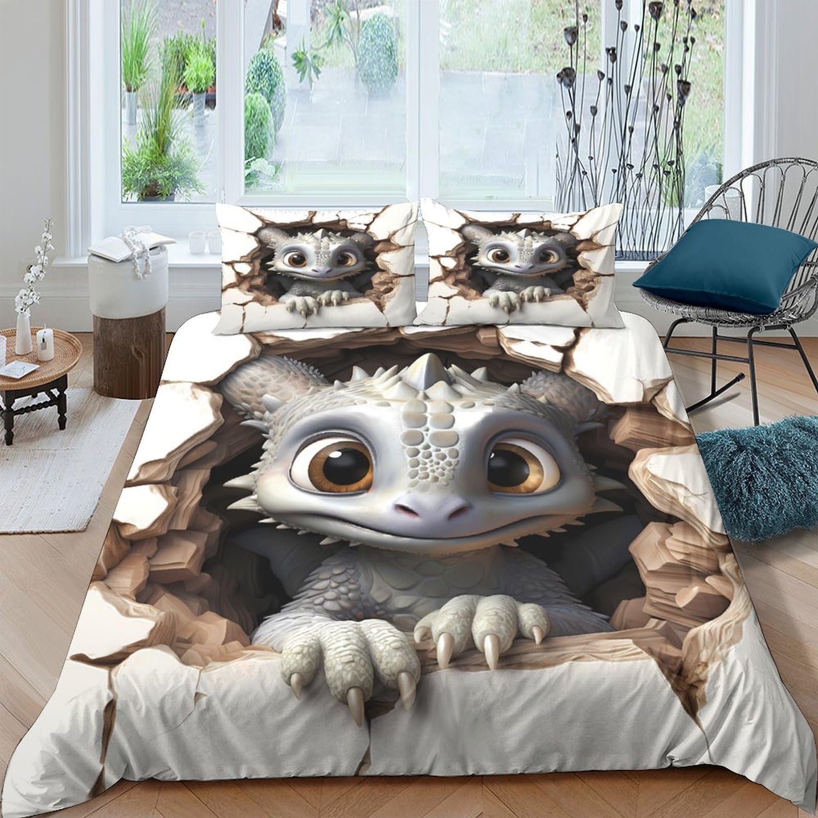 Ctjqhvkz Style-6 3D Printed Cute Dragon Fitted Sheet Microfiber Soft Breathable Fantasy Creature Bed Cover For Bedroom Dorm Decor Single（135X200cm）