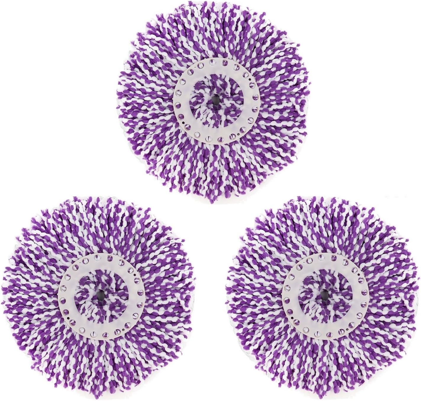3 Pack Spin Mop Replacement Head, Round Shape Standard Size Microfiber Mop Head Refills for Hurrican, Mopnad, Casabell and Other Standard Size Spin Mop Systems
