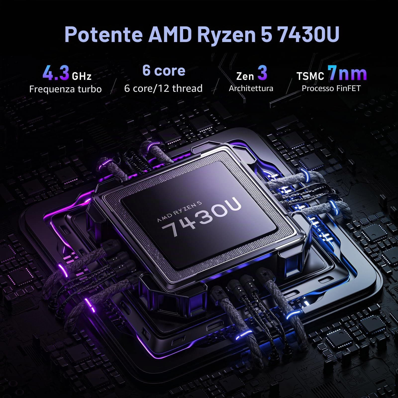 NAIKLULU Computer portatile da gioco 2025 da 16 pollici con processore R-5 7430U, 16 GB DDR4, 1T SSD, display FHD 1920 x 1080P, Windows 11 PRO, WiFi 6, tastiera retroilluminata HDMI, per studenti