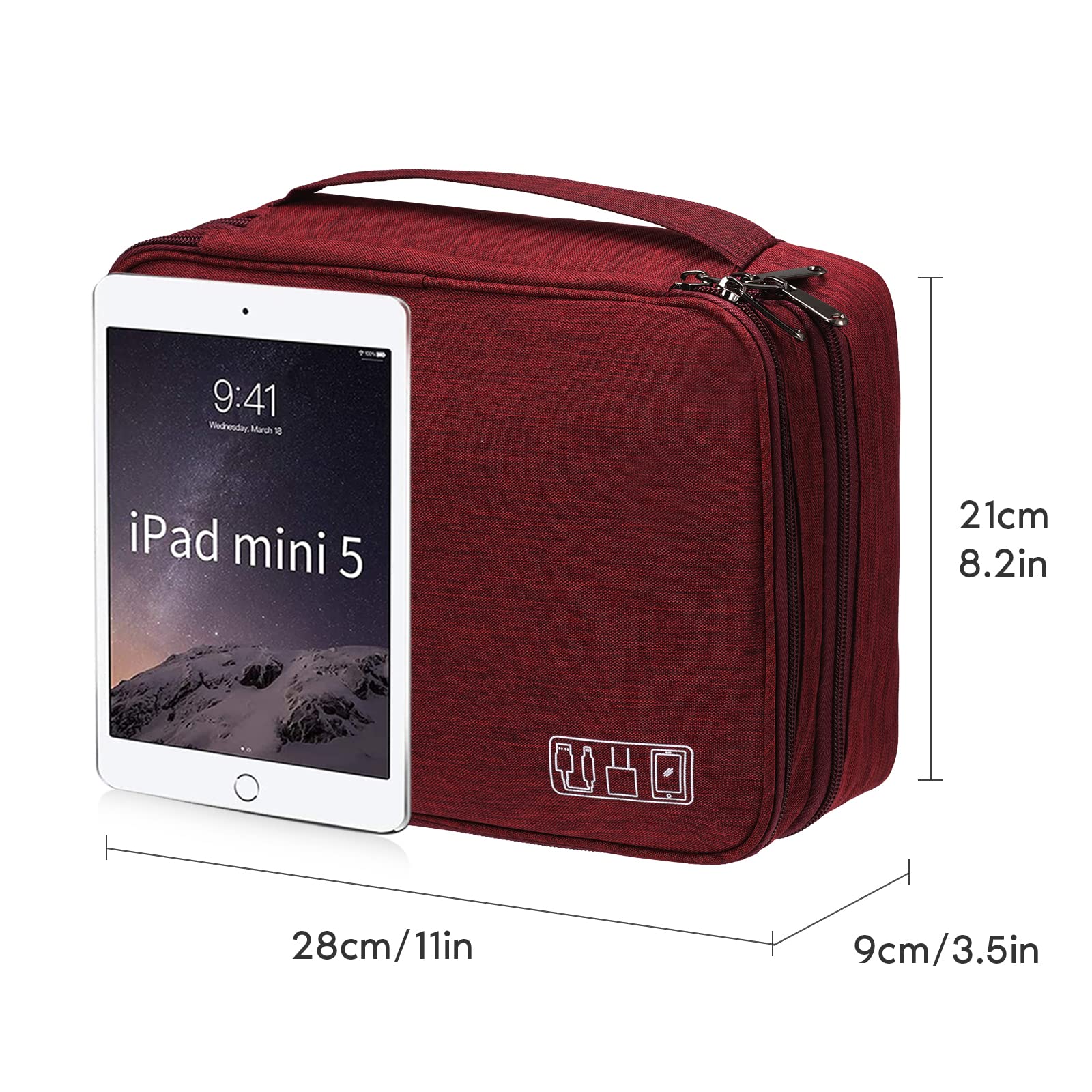 Sac Organisateur Électronique CRSUSUKJ - 3 Étages Étanche Pour Câbles, Disque Dur, IPad - 23.5x9x16.5cm