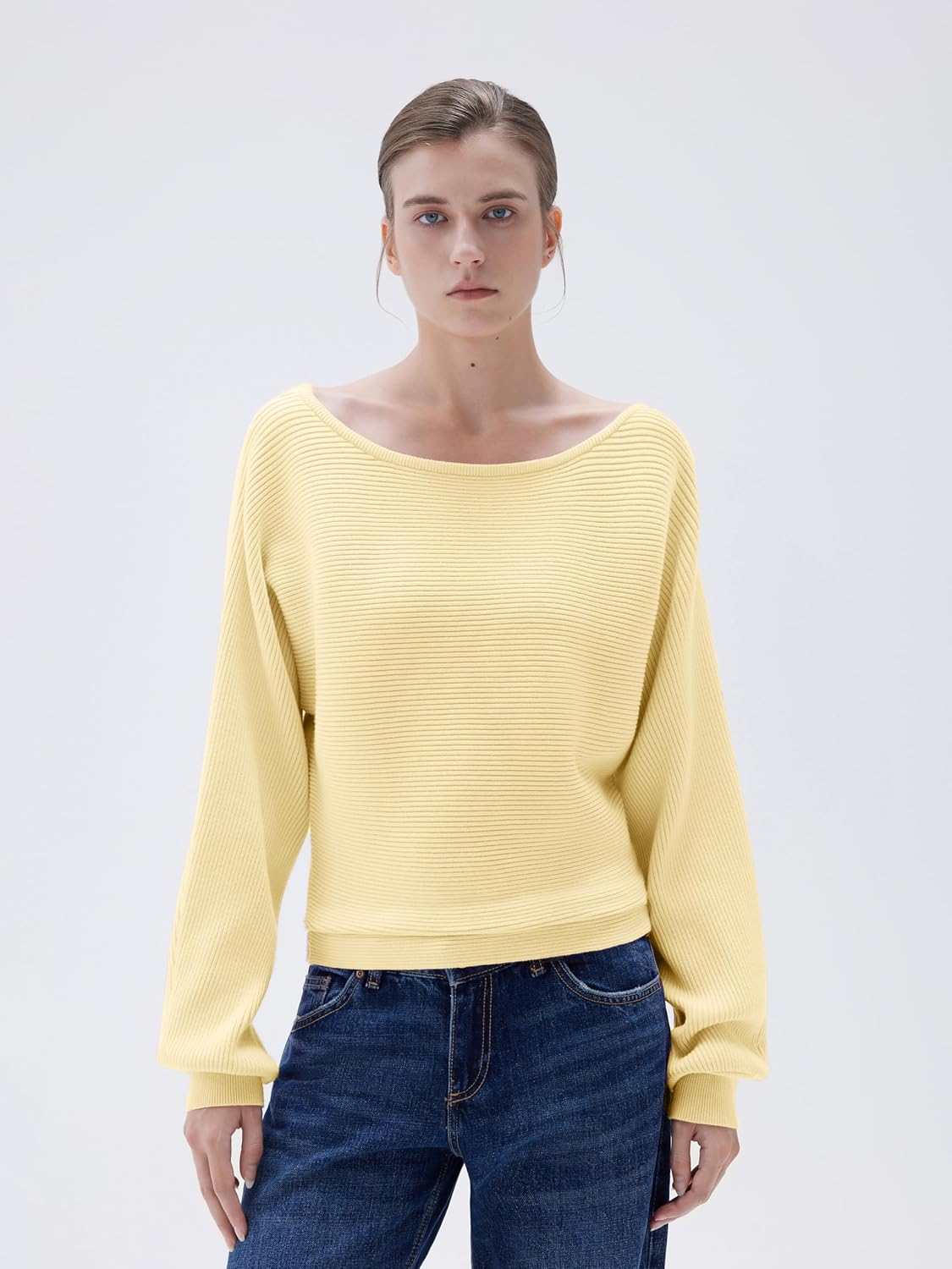 SUUKSESS Women Cashmere Blend Oversized Off Shoulder Pullover Sweaters Boat Neck Long Sleeve Knit Jumpers Tops - Image 2