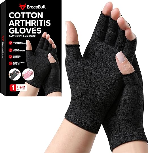 Fingerless Compression Gloves (1 Pair), Cotton Arthritis Gloves Women Men, Arthritis Pain Relief Gloves, Hand Compression Gloves Arthritis for Carpal Tunnel, Rheumatoid, Tendonitis