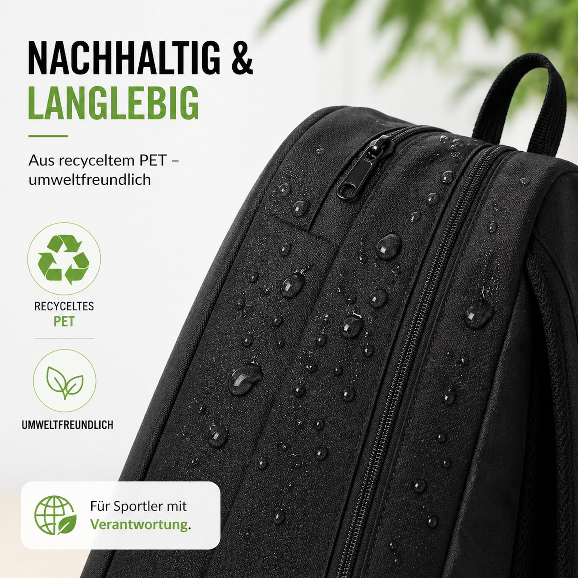 Zaino Padel Racchetta Zaino Nero - Padelbag con 2 scomparti per racchette e accessori, in PET riciclato, tracolla regolabile, 48 x 29 x 19 cm - Borsa sportiva per racchetta padel racket