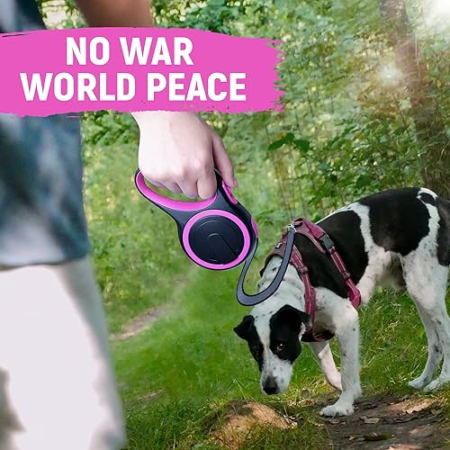 Miniatura 7 de Correa retráctil de 26 pies para perros pequeños, medianos y grandes de hasta 110 libras, sin enredos, resistente, con freno de una mano, mango