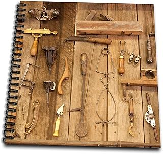 3dRose db_90277_1 Indiana, Indianapolis Carpentry Tools on Wood Wall - US15 BJA0126 - Jaynes Gallery - Drawing Book, 8 by 8-Inch
