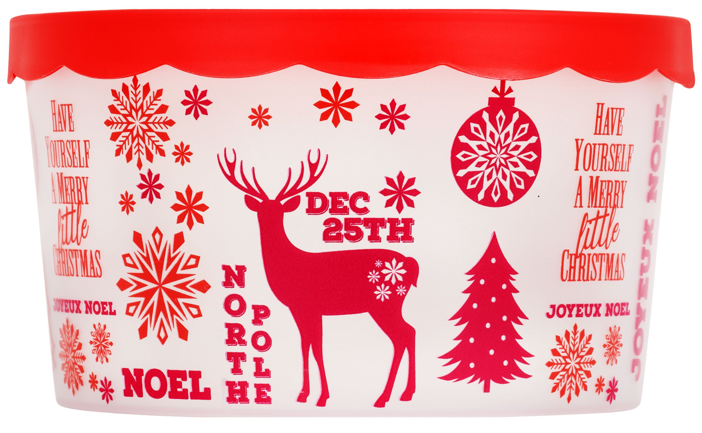 Set of 3 Christmas Themed Plastic Containers with Lids for Cookies Candy Nuts Gifts Bundle of 3 Items - 1 Snowflakes, 1 Deer, 1 Christmas Tree