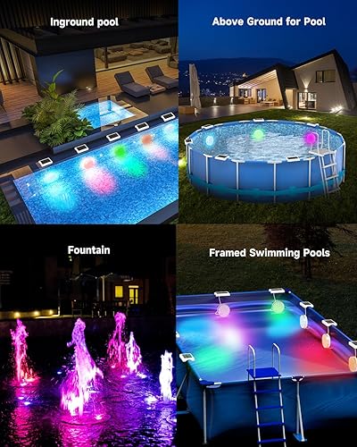 Miniatura 6 de Luces solares para piscina, luces LED sumergibles recargables con control remoto, IP68 impermeable con imán integrado, luz solar subacuática para