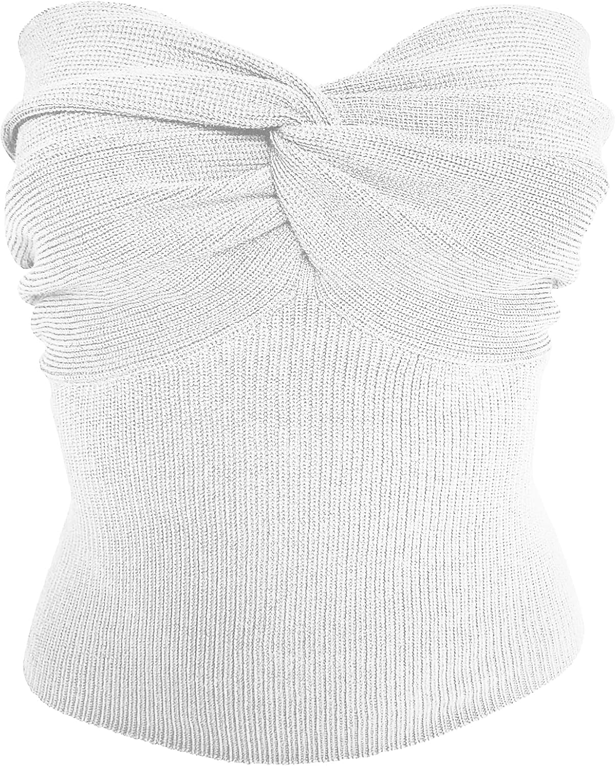 Women's Sexy Crop Tops Strapless Twisted Front Ribbed Knit Tube Top Sleeveless Sweetheart Neck Y2K Camisole Tank Top - Image 5