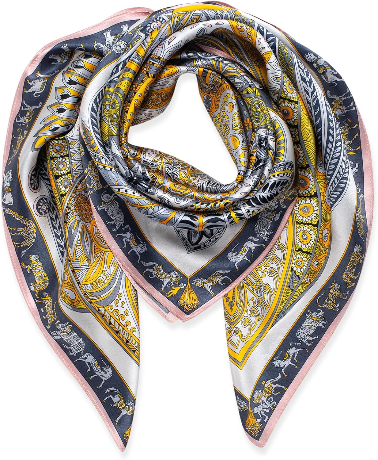 100% Mulberry Silk Scarf, 35" Large Square Lightweight Headscarf & Shawl–Women’s Hair Wraps–With Gift Packed