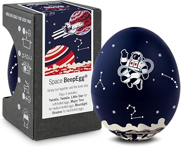 Space BeepEgg Egg Timer for Boiling Eggs Musical Egg Cooker for Soft, Medium, Hard Boiled Eggs Food Safe Singing Floating Egg Timer Egg Cooker for 3 Levels of Doneness - Brainstream