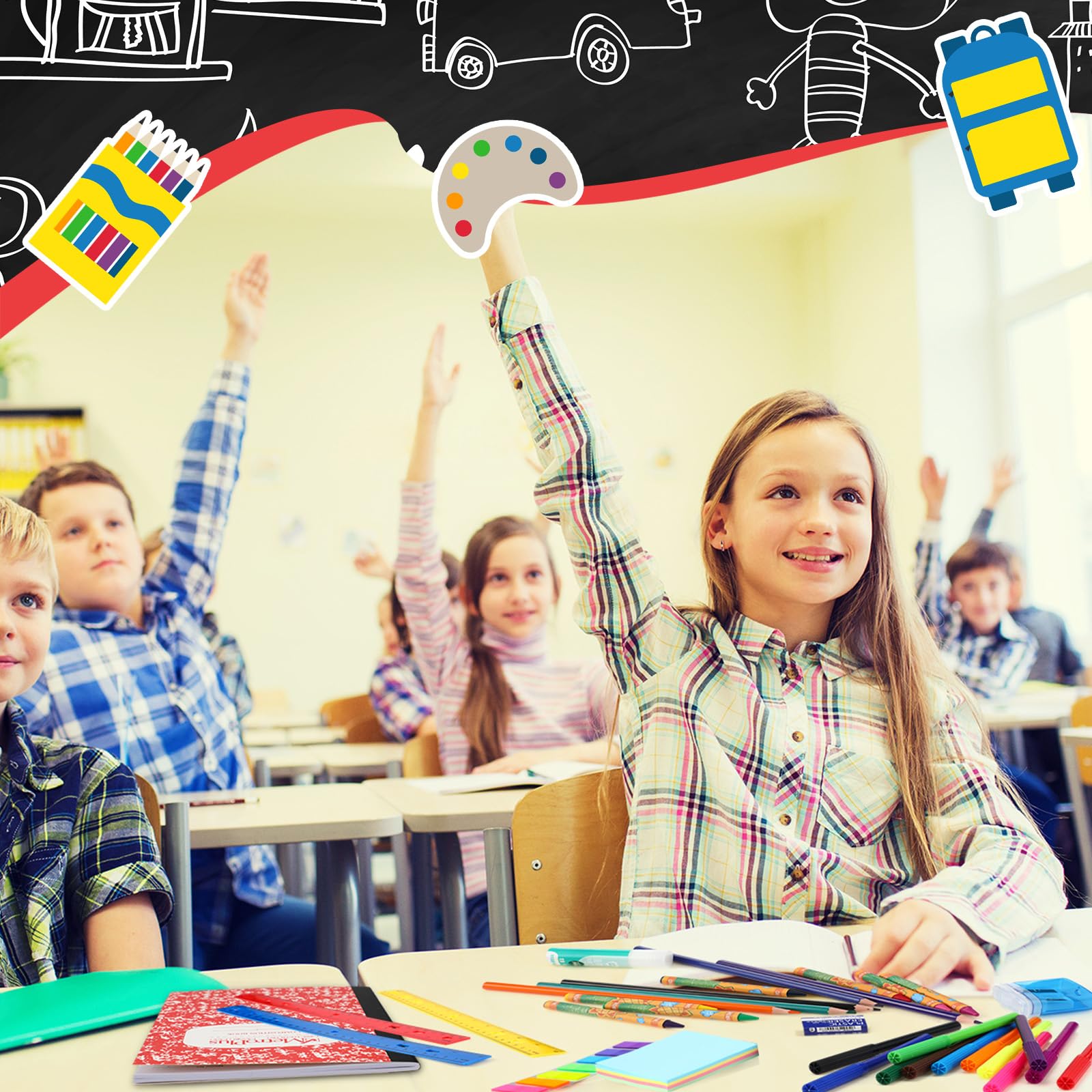 Gilprop 6 set di forniture scolastiche 88 pezzi forniture per il rientro a scuola per studenti forniture essenziali kit pacchetto include matita, quaderno, righello, colla, forbici, note appiccicose