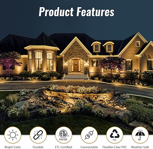 Miniatura 4 de WYZworks Tira de luz LED de 16 modos de luz blanca cálida de 25 pies, SMD 2835, impermeable, conectable, permanente, para exteriores, certificado