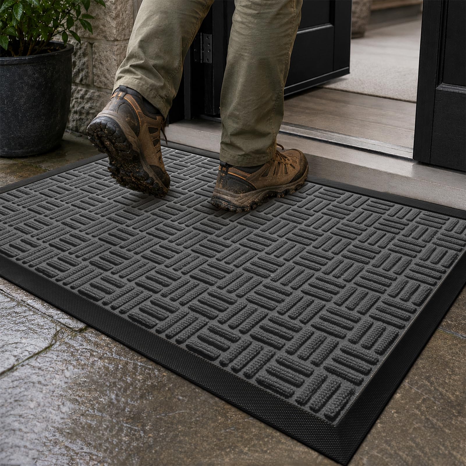 Mibao Gray Doormat - Heavy Duty Outdoor & Indoor Mat -12 Mibao Gray Doormat - Heavy Duty Outdoor & Indoor Mat -12