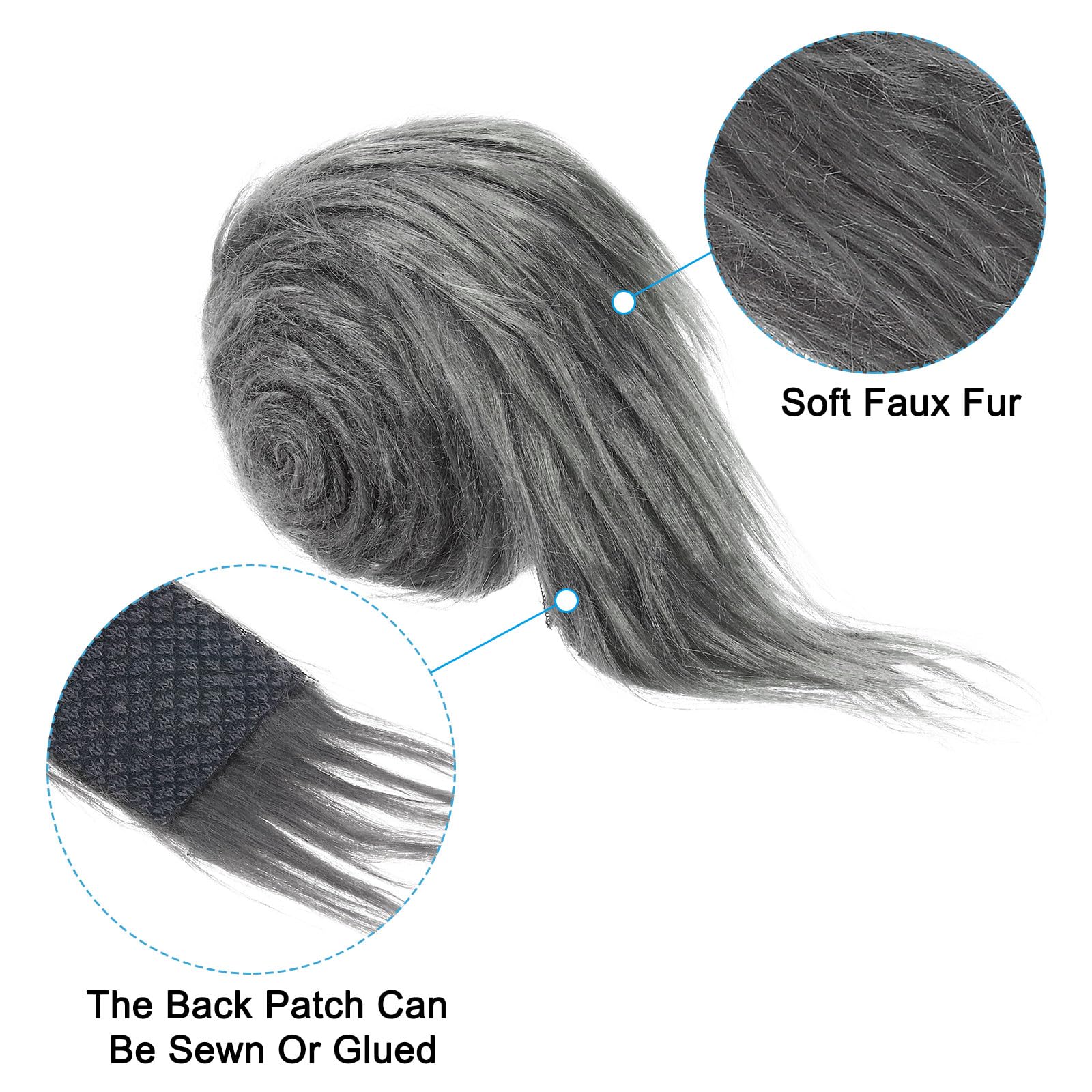 PATIKIL 4.9ft x 2 in Faux Fur Fabric Roll, Plush Precut Strips for DIY Craft Christmas Decoration Cosplay Costume, Grey - Image 3
