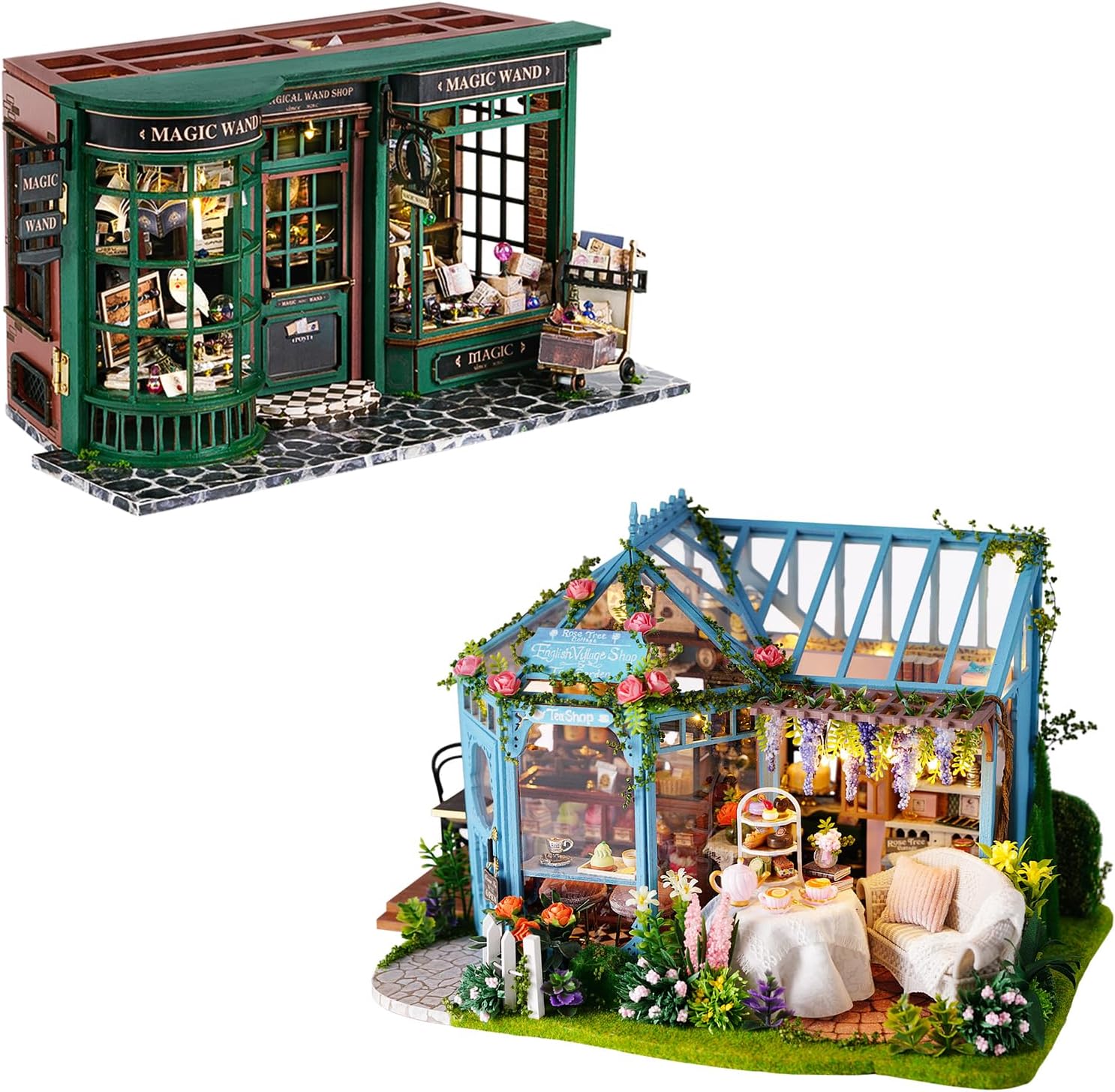 CUTEBEE DIY Miniature House Kit Dollhouse Tiny House Mini Home Model Building Rose Garden Gift Kit Creative Party Favor Birthday Gift Idea