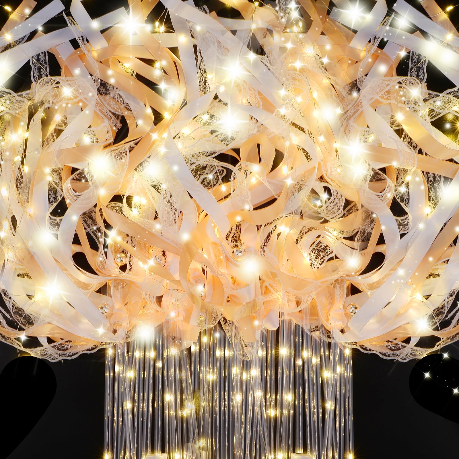 Photo 1 of HONLYNE 100 PCS Wedding Wands with Lights,Fairy Wands, LED Silk Fairy Wand with Bells for Wedding Send Off, New Year, Raves, Concert, Birthday